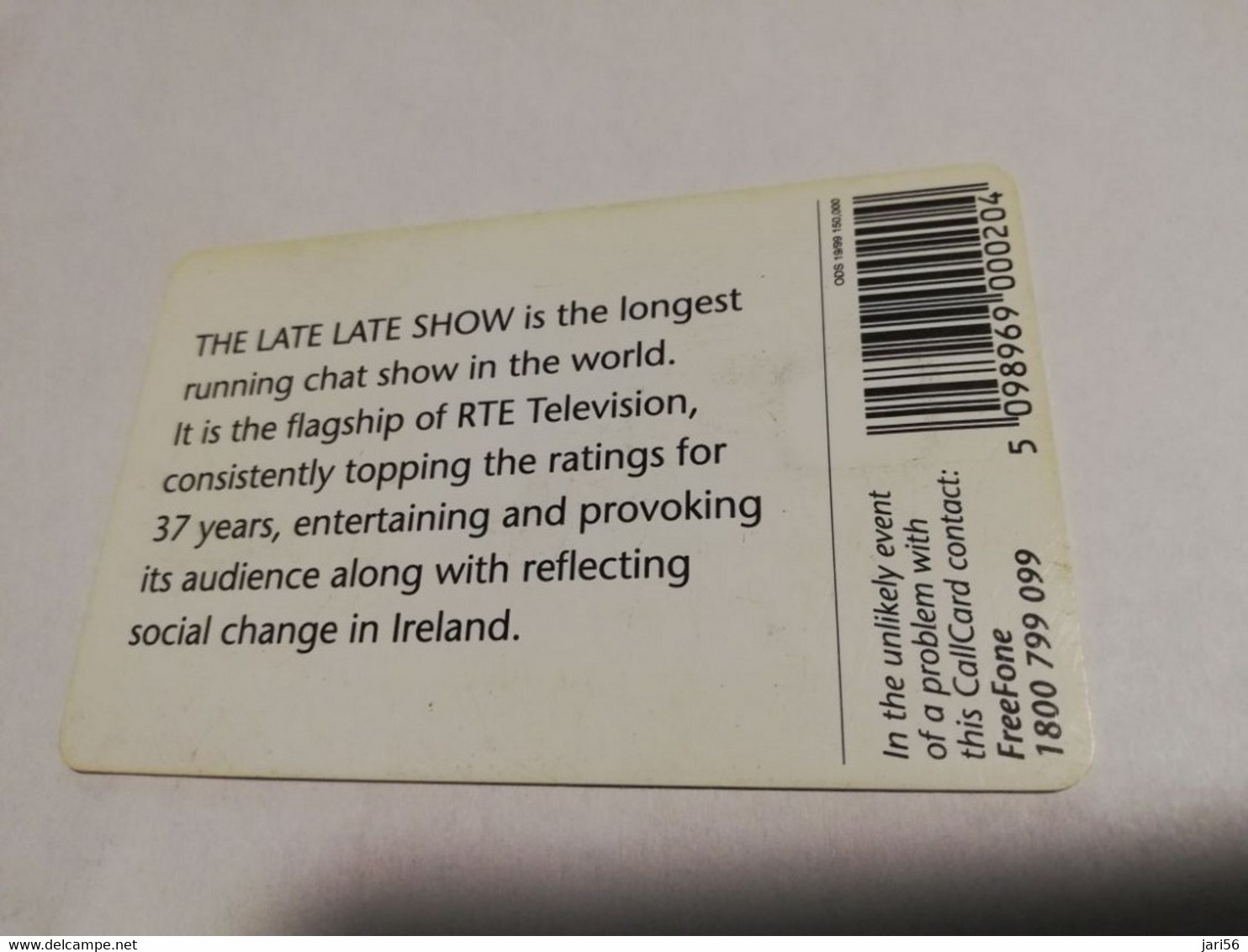 IRELAND /IERLANDE    CHIPCARD  20 UNITS     THE LATE/LATE SHOW 1999         ** 6613** - Irlande
