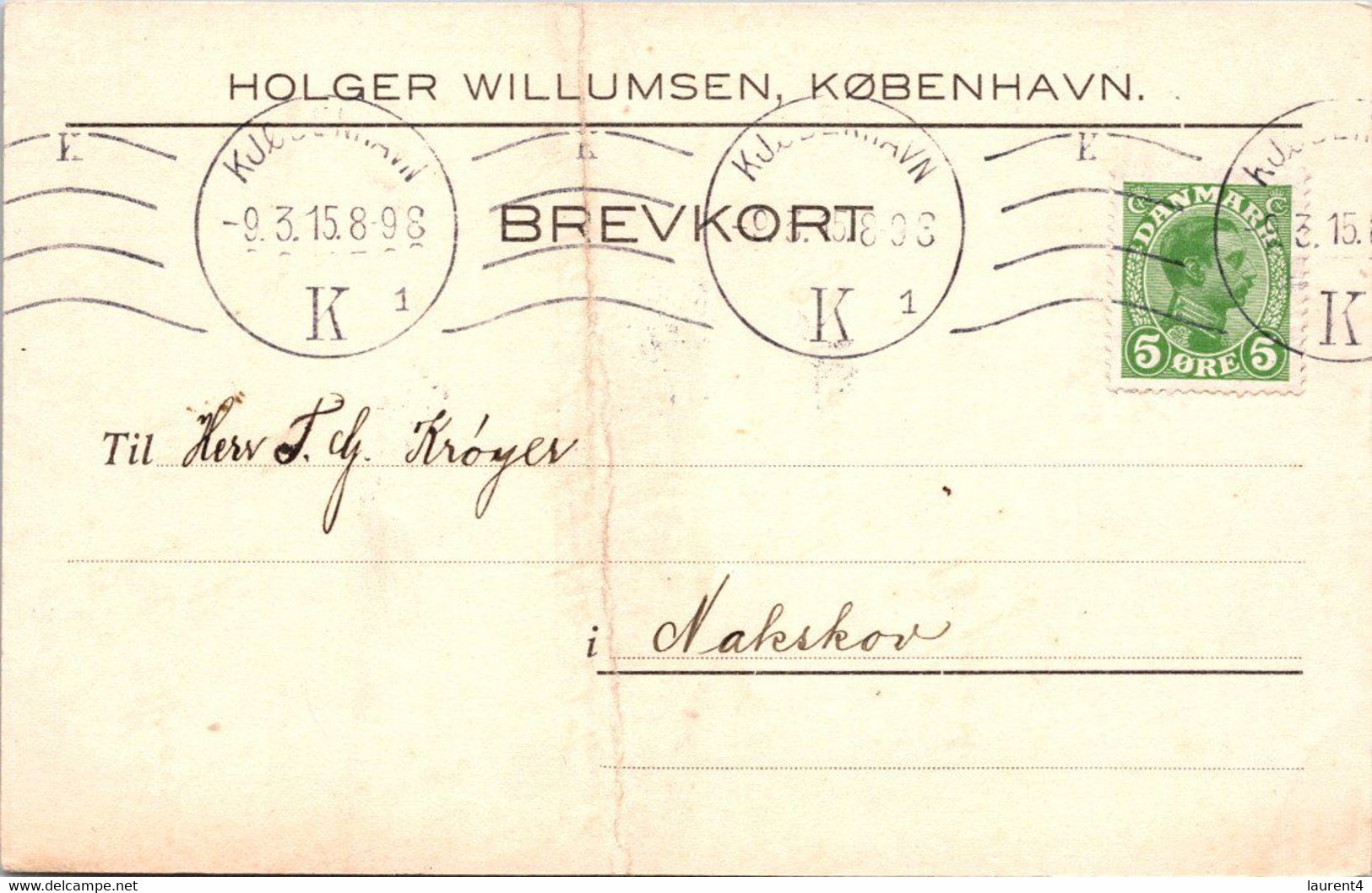 (5 B 8) Denmark - Posted - 1915 - BREVKORT - Otros & Sin Clasificación