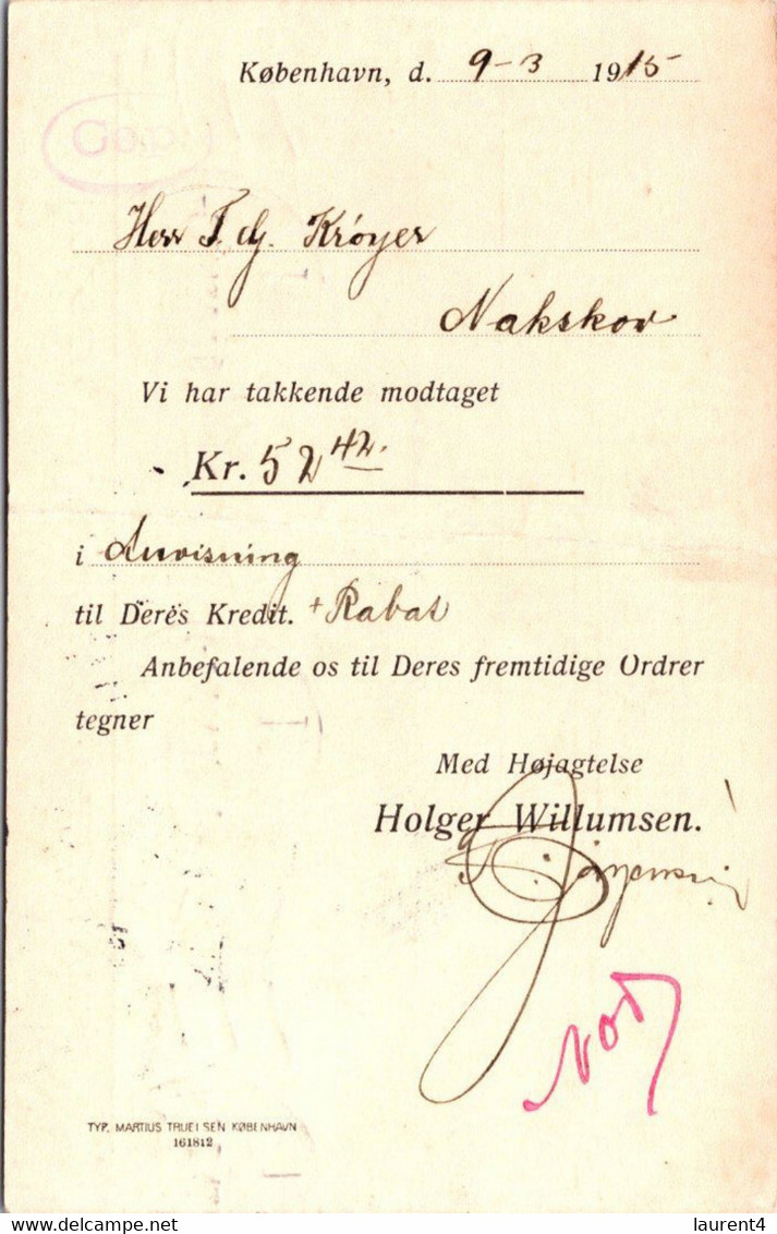 (5 B 8) Denmark - Posted - 1915 - BREVKORT - Other & Unclassified