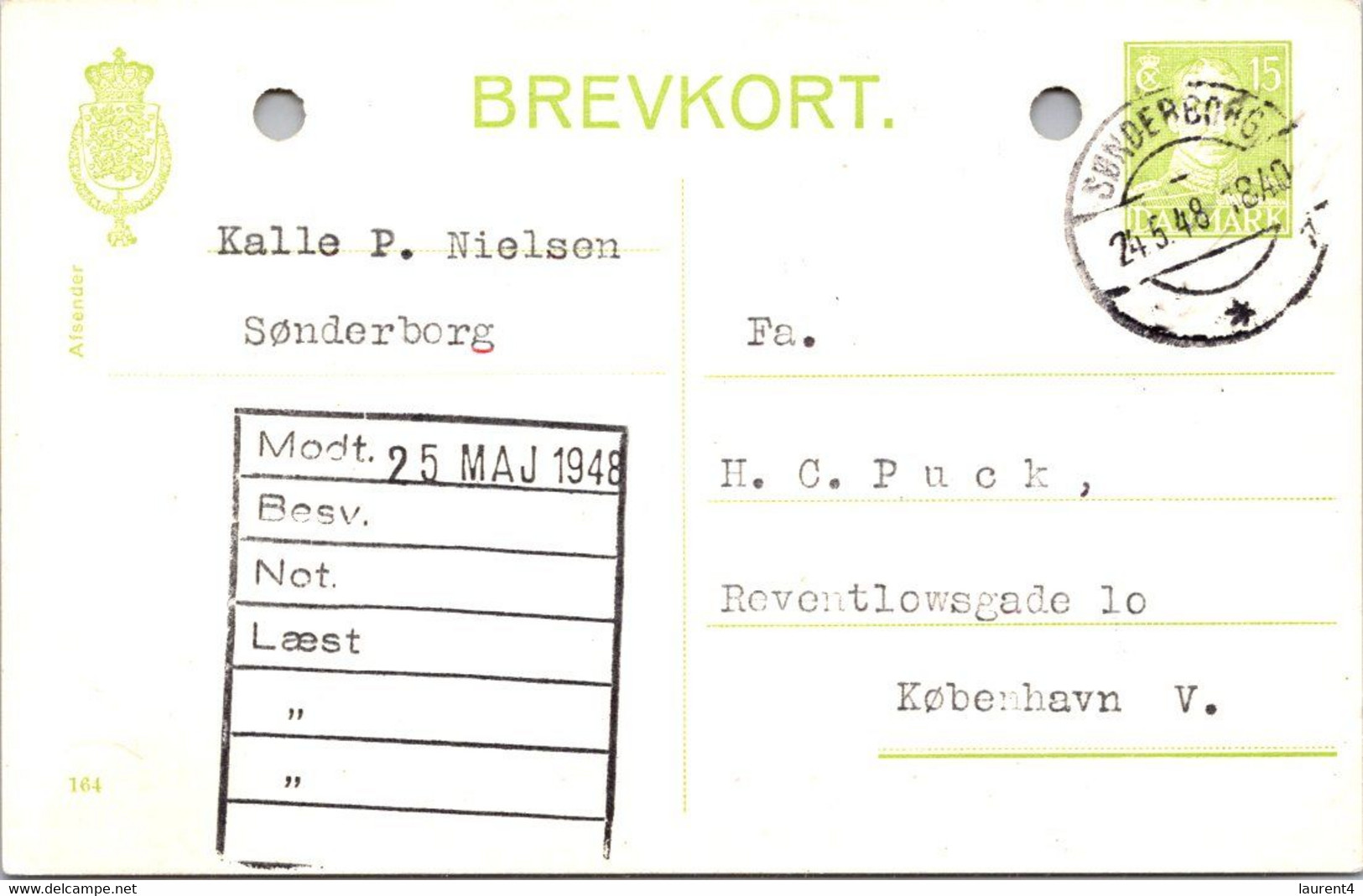 (5 B 8) Denmark - Posted - 1948 - BREVKORT - Andere & Zonder Classificatie