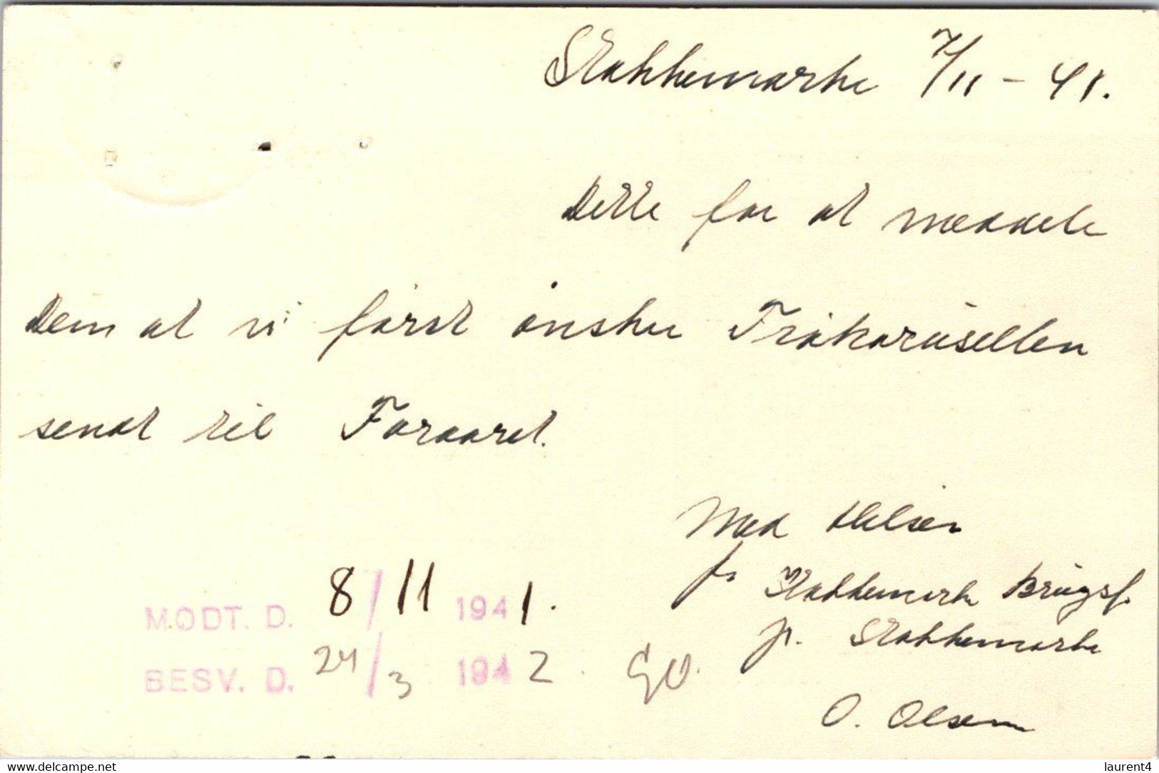 (5 B 8) Denmark - Posted - 1941 - BREVKORT - Sonstige & Ohne Zuordnung