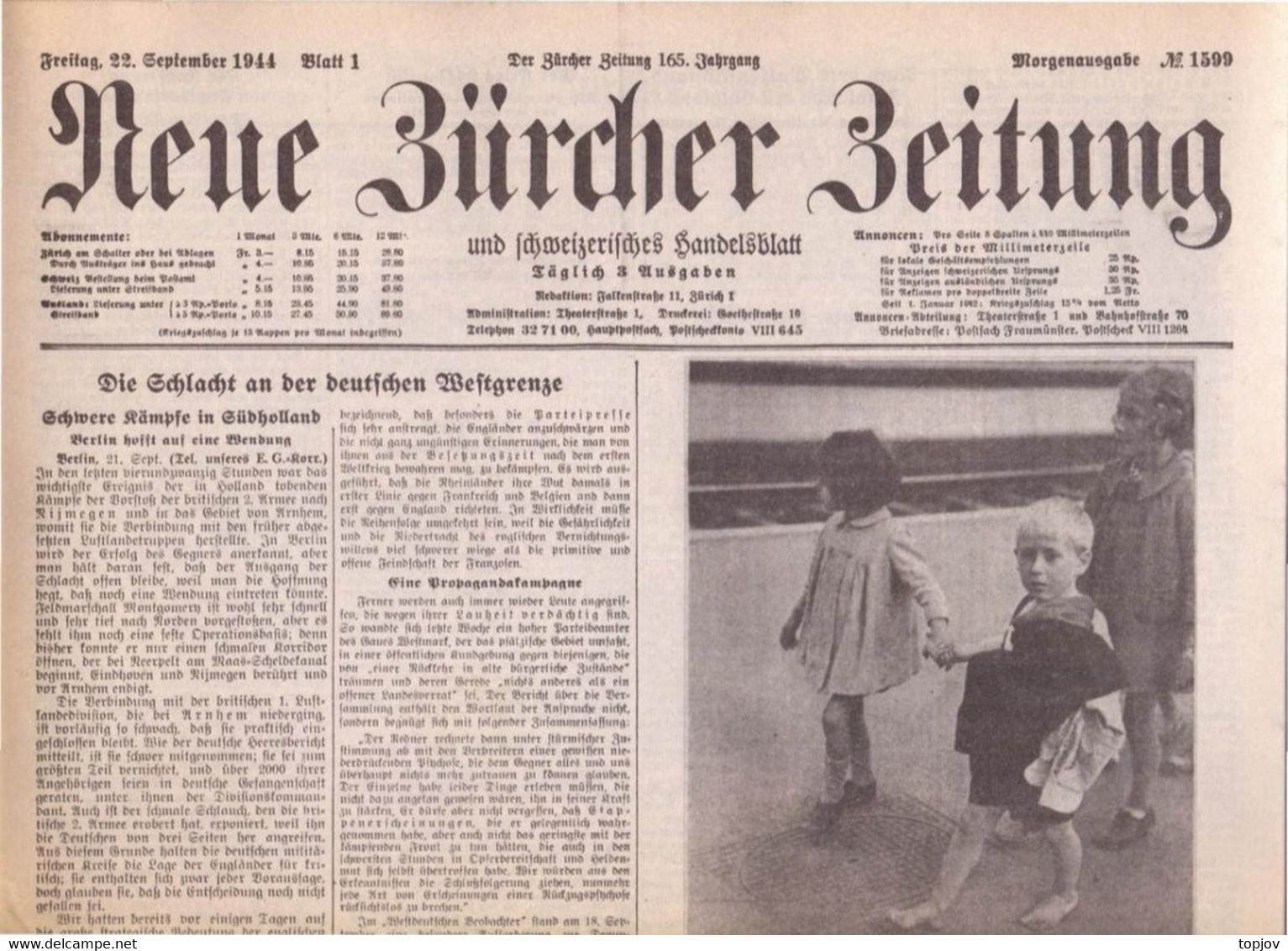 SCHWEIZ - NEUE ZÜRCHER ZEITUNG - KRIEG - ZÜRICH - Komplette Zeitung - 1943 - Informations Générales