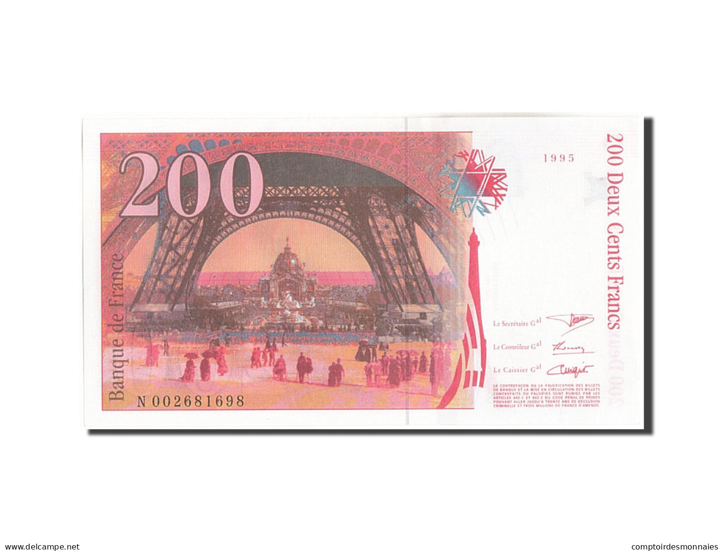 Billet, France, 200 Francs, 200 F 1995-1999 ''Eiffel'', 1995, 1995, SPL+ - 200 F 1995-1999 ''Eiffel''
