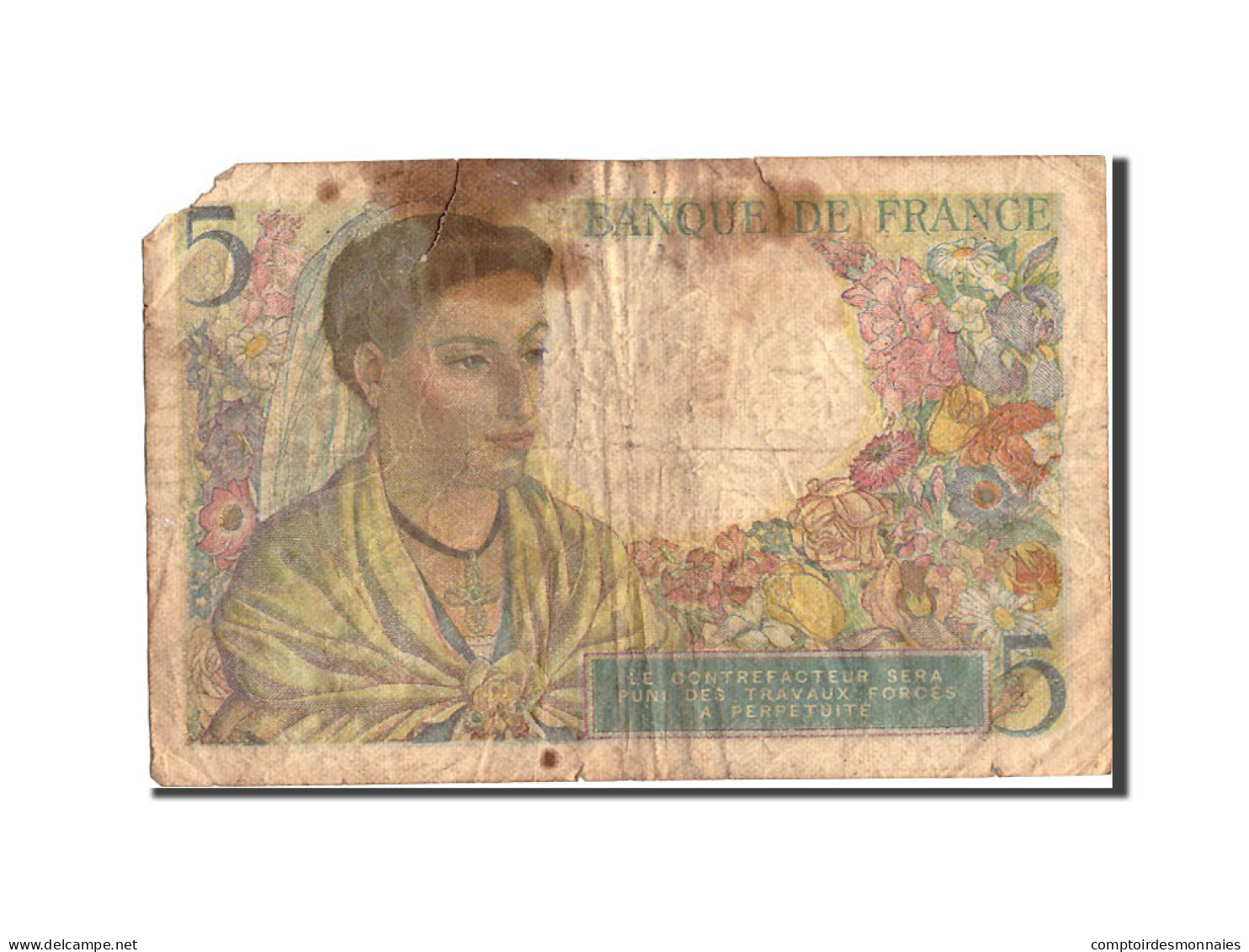 Billet, France, 5 Francs, 5 F 1943-1947 ''Berger'', 1943, 1943-06-02, B - 5 F 1943-1947 ''Berger''