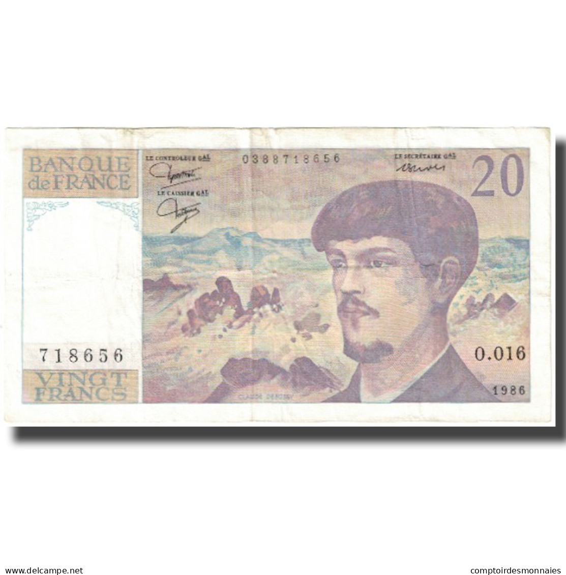 France, 20 Francs, Debussy, 1986, TTB, Fayette:66.7, KM:151a - 20 F 1980-1997 ''Debussy''