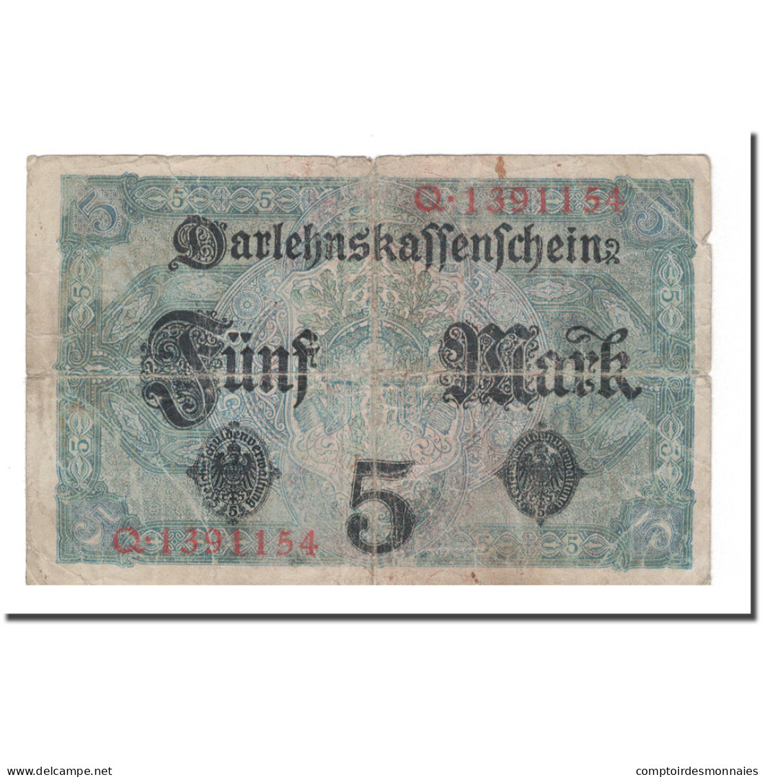Billet, Allemagne, 5 Mark, 1917, 1917-08-01, KM:56a, B - 5 Mark
