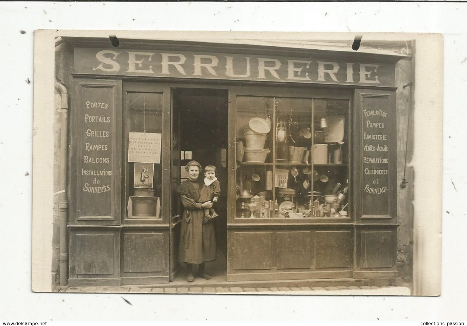 Cp, Carte Photo , Magasin , Serrurerie , Vierge - Negozi