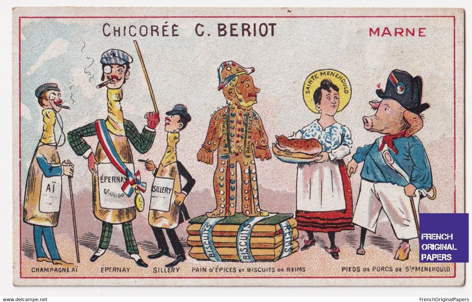 Anthropomorphisme Chromo Bériot Marne Champagne Ay Epernay Sillery Vin Biscuits De Reims Pied Porc Ste Menehould A62-68 - Thé & Café