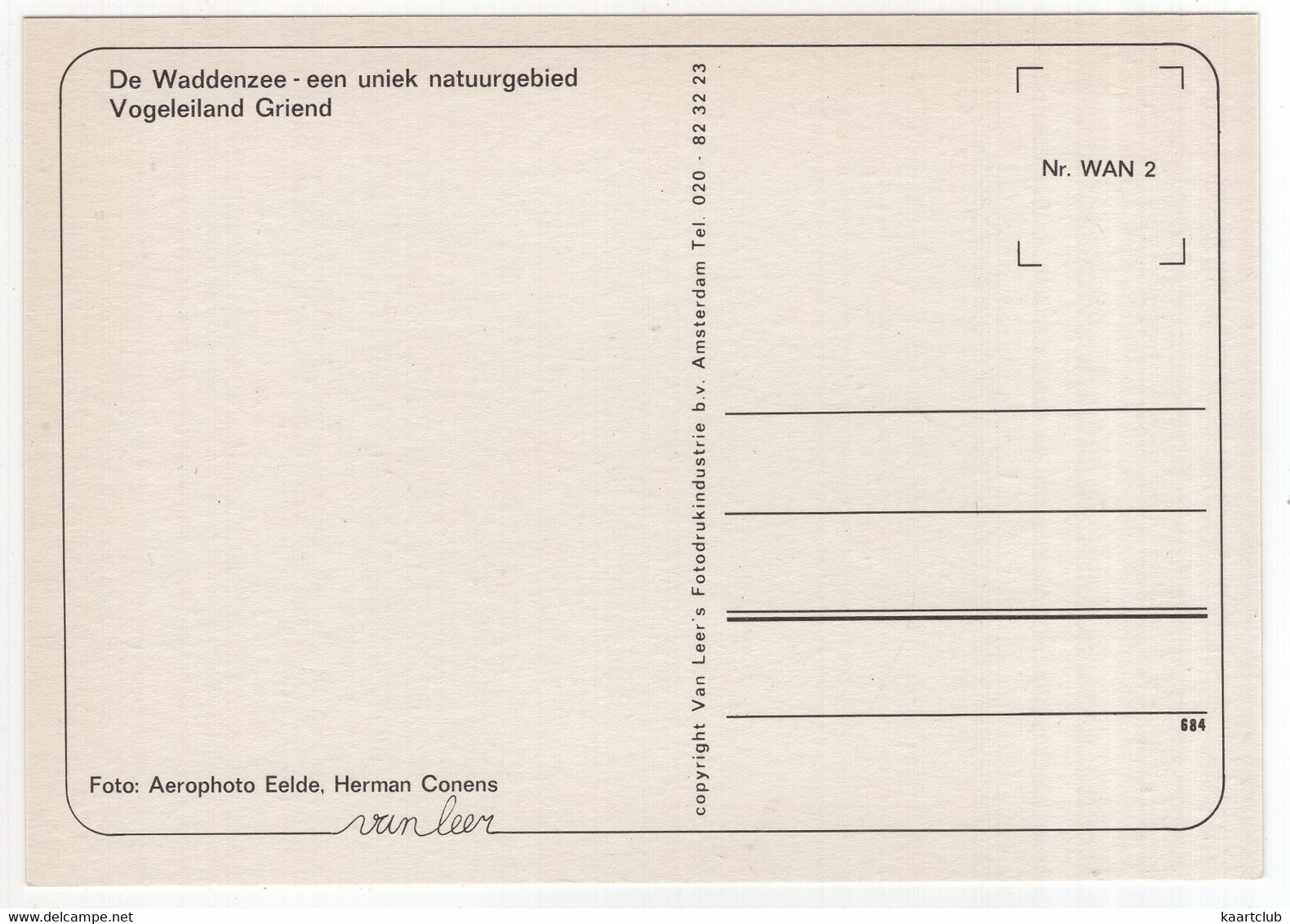 De Waddenzee - Een Uniek Natuurgebied: Vogeleiland Griend - (Nederland/Holland) - Nr. WAN 2 - Altri & Non Classificati