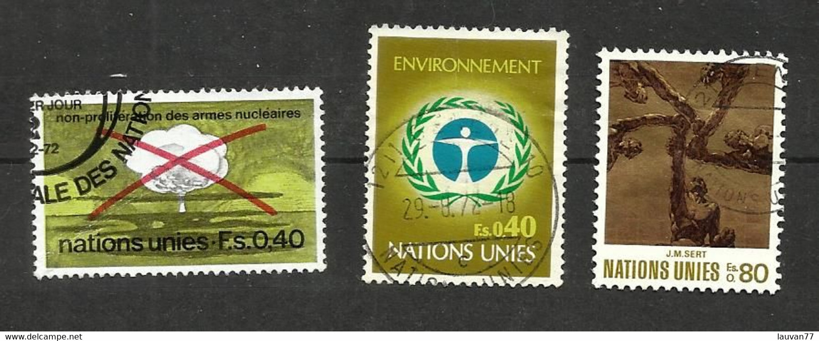 Nations Unies (Genève) N°23, 25, 29 Cote 4.60€ - Oblitérés