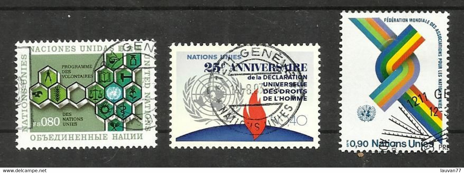 Nations Unies (Genève) N°33, 35, 56 Cote 4.80€ - Oblitérés