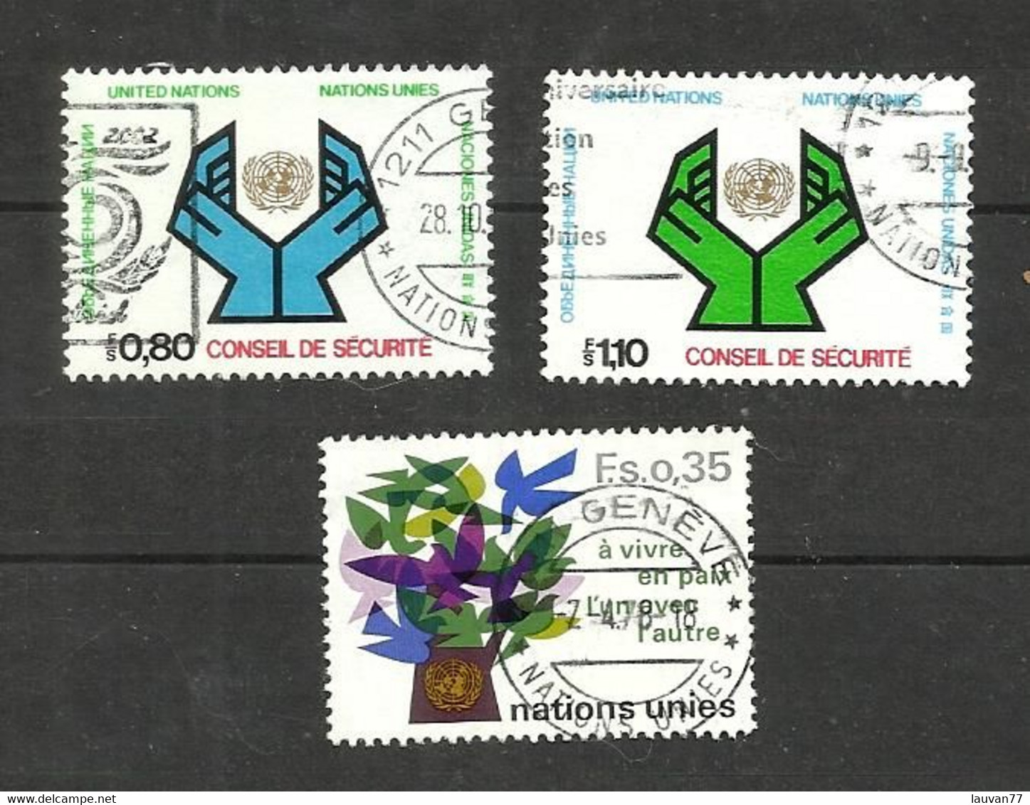 Nations Unies (Genève) N°66, 67, 72 Cote 4.55€ - Oblitérés