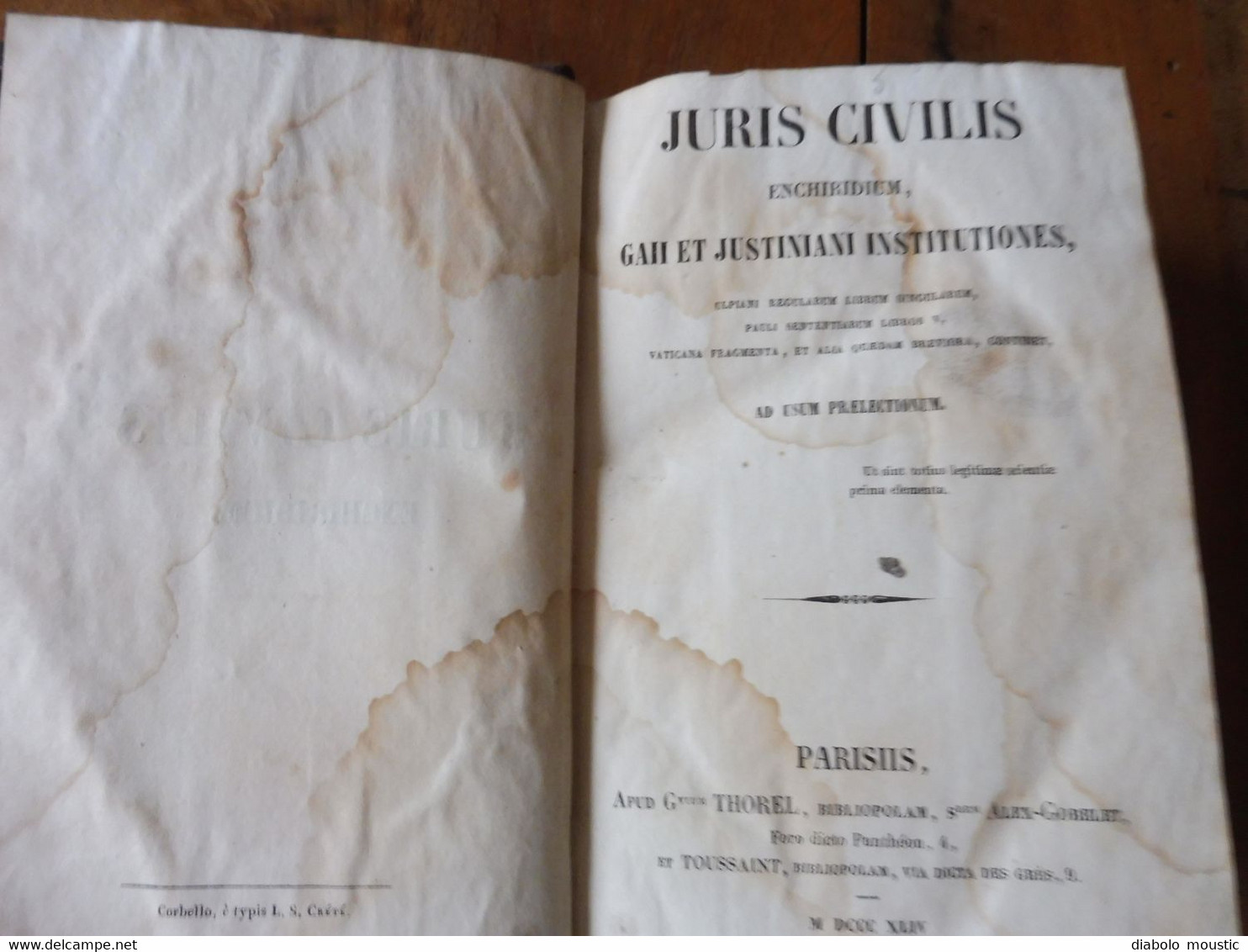 1844 JURIS CIVILIS ENCHIRIDIUM GAII ET JUSTINANI INSTITUTIONES