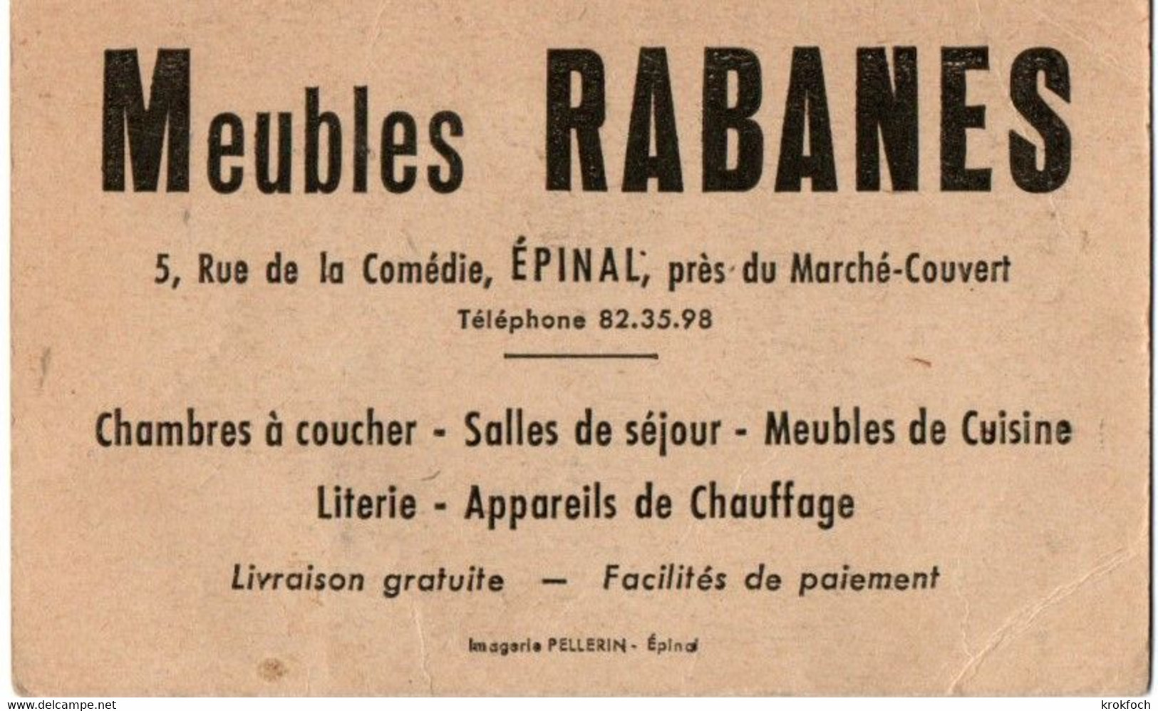 Meubles Rabanes à Epinal - Chromo Imagerie Pellerin - "Pas L'air Gracieux" Avec Personnages Masqués - Image D'Epinal - Otros & Sin Clasificación