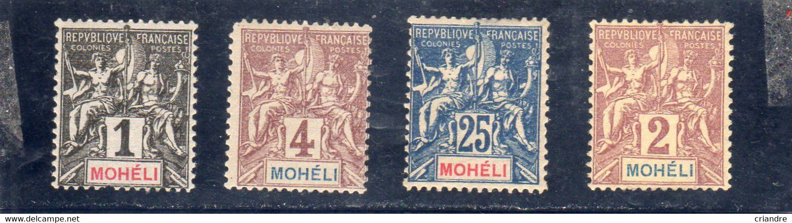 Mohéli: Année 1906-07  Lot De 4 Valeurs N° 1**,2**,3**,7* - Unused Stamps