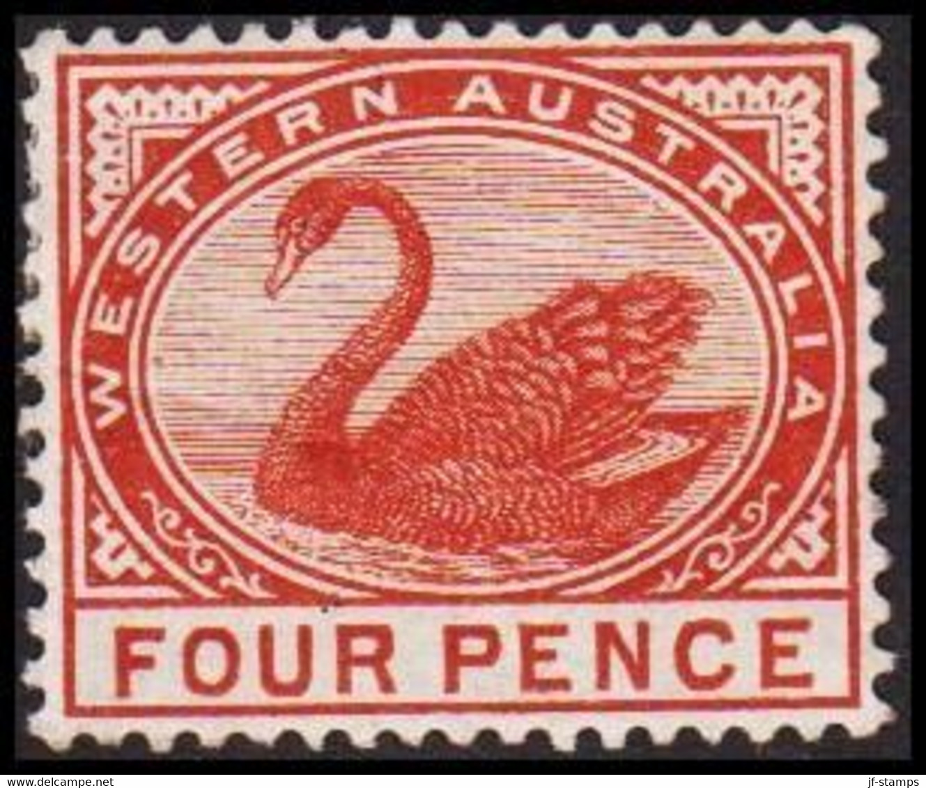 1890. Western Australia. FOUR PENCE. Swan. Hinged. (Michel 37) - JF512322 - Ungebraucht