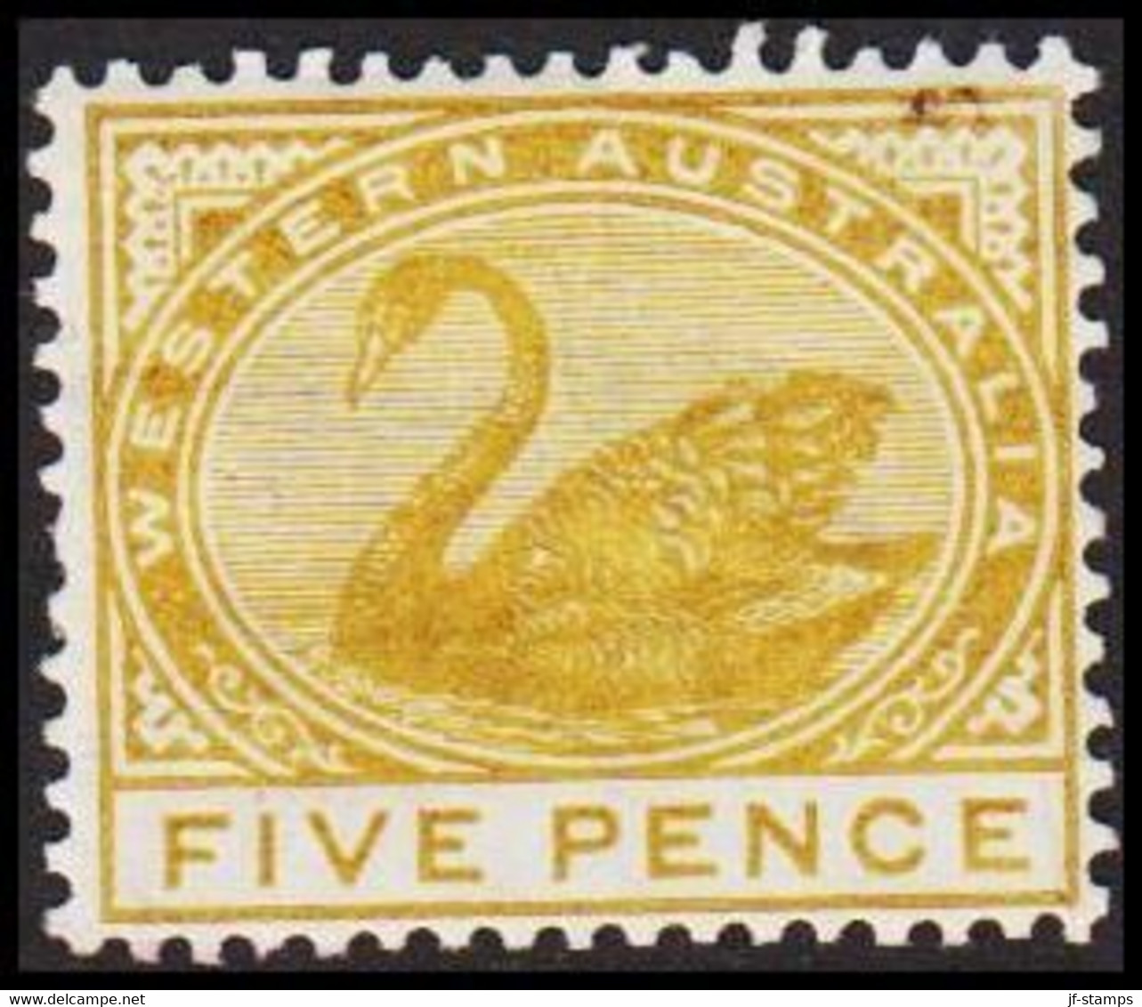 1890. Western Australia. FIVE PENCE. Swan. Hinged. (Michel 38) - JF512323 - Ongebruikt