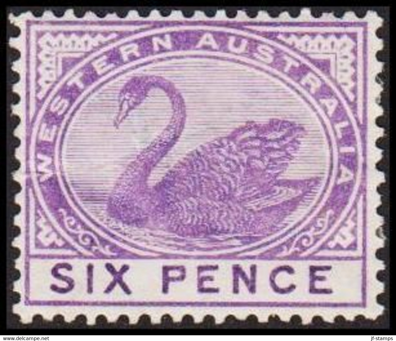 1890. Western Australia. SIX PENCE. Swan. Hinged. (Michel 39) - JF512324 - Mint Stamps