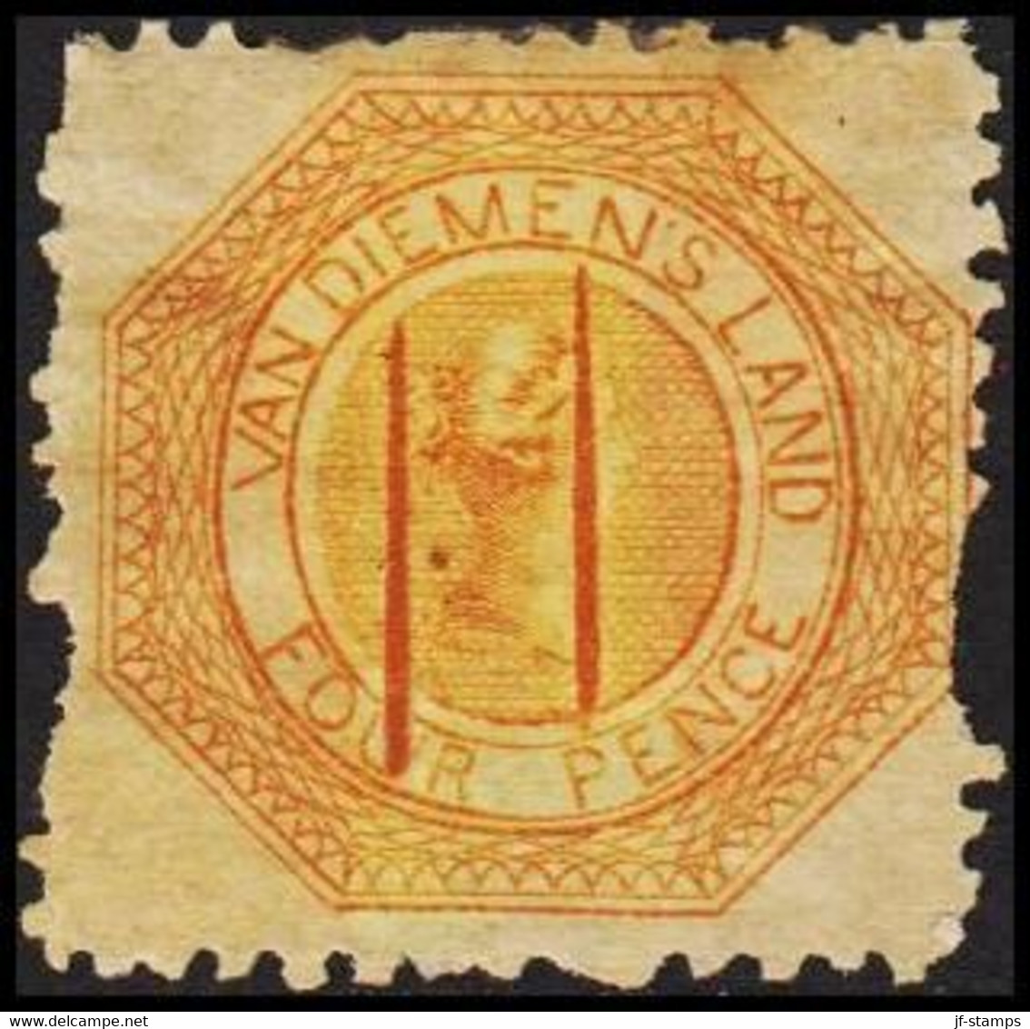 1853. Tasmania. VAN DIEMENS LAND Victoria. FOUR PENCE Reprint Without Gum. Interesting.  - JF512375 - Mint Stamps
