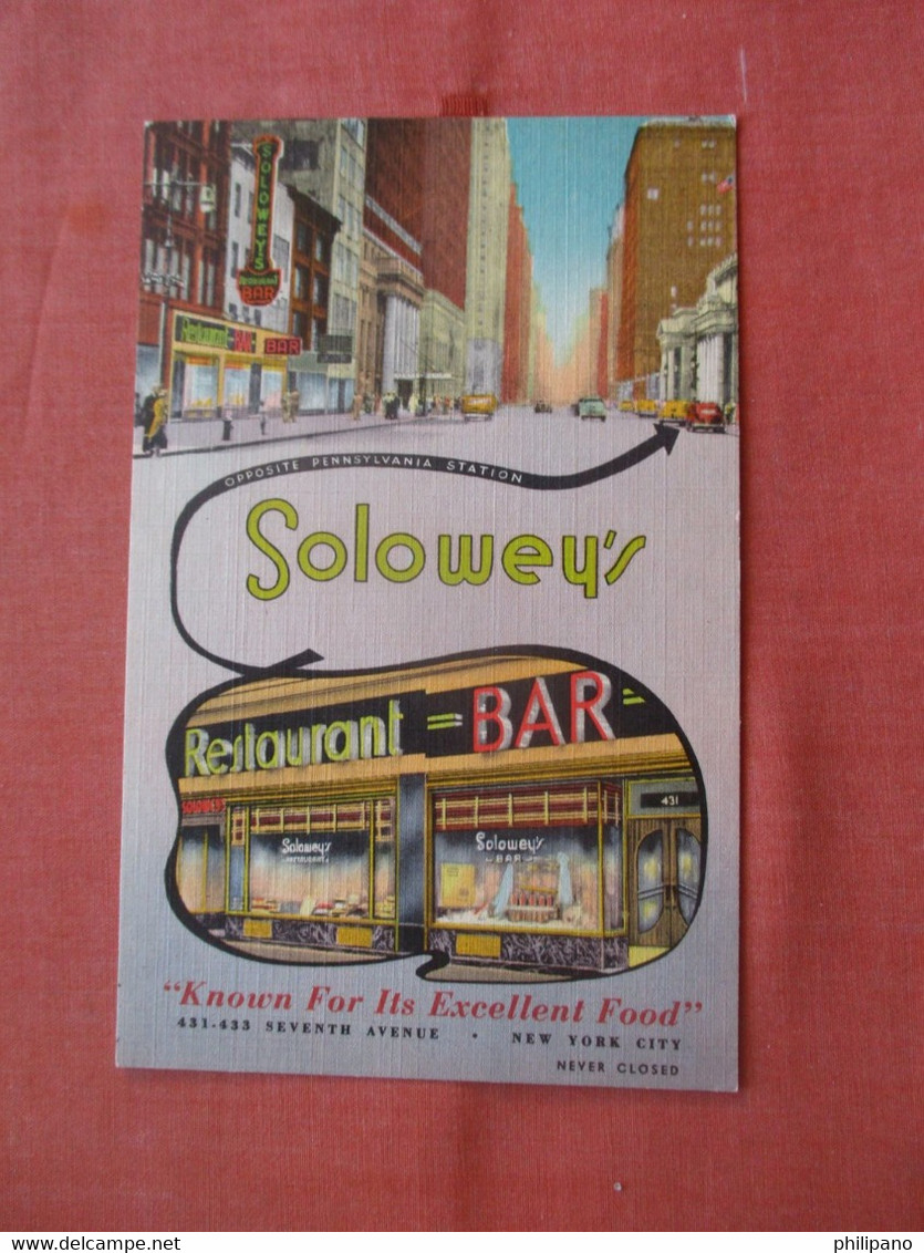 Solowey's Restaurant Bar.   New York > New York City > >   Ref  5334 - Altri & Non Classificati