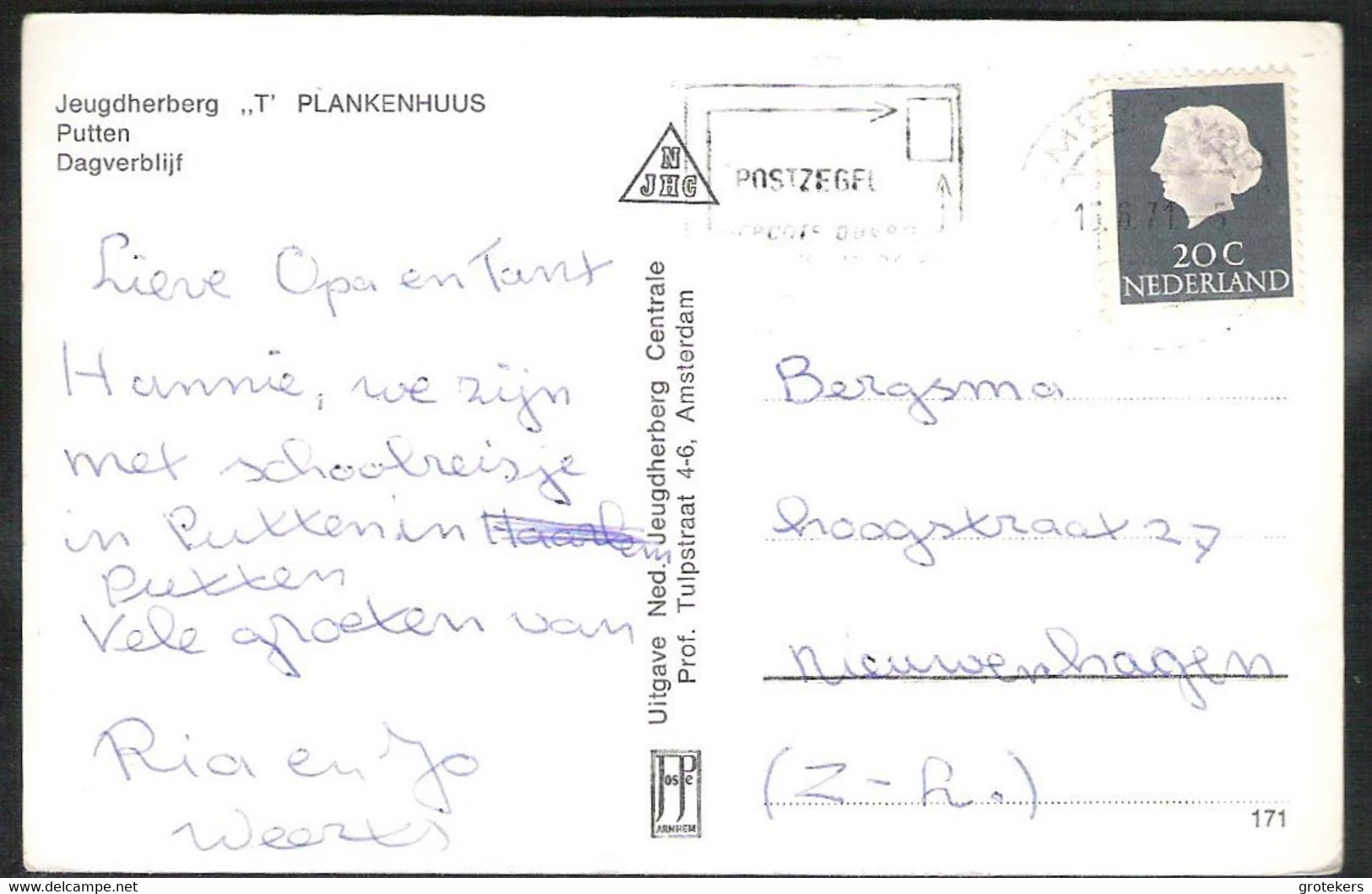 PUTTEN Jeugdherberg ’t Plankenhuus Dagverblijf 1971 - Putten