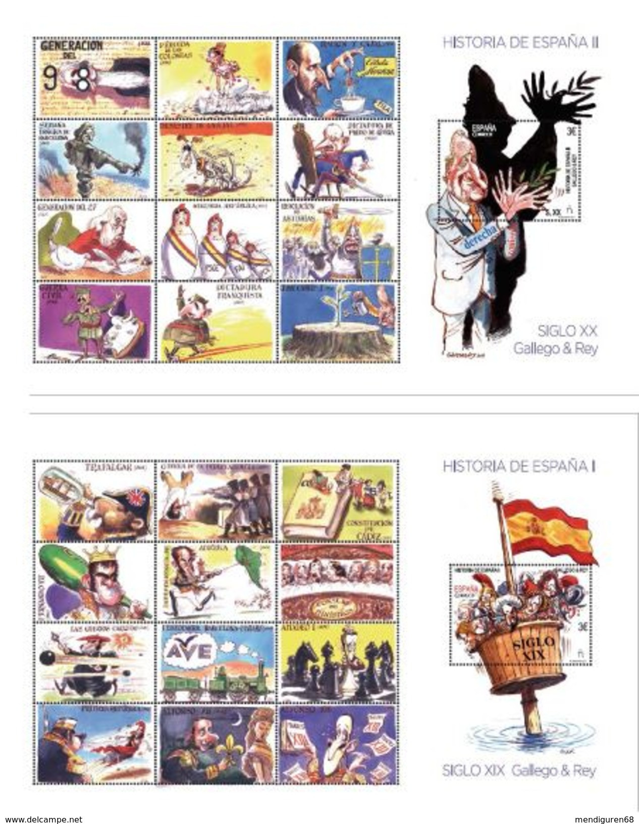 ESPAGNE SPANIEN SPAIN ESPAÑA 2017 2 M/S HISTORY OF SPAIN. GALLEGO & REY MNH ED HB-5144-45 YT F4864-65 MI B290-91-5159-60 - Blocs & Hojas