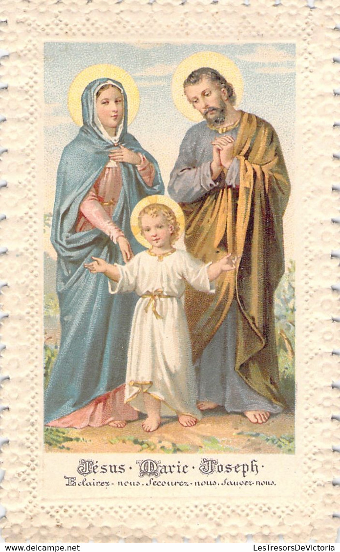 IMAGE PIEUSE RELIGIEUSE CANIVET DENTELLE - La Sainte Famille Jésus Marie Joseph - Baisse De Prix - Devotieprenten