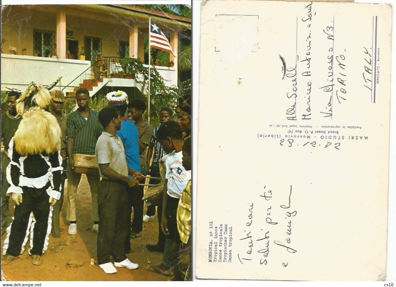 Liberia Musicians For Tropical Dance In Monrovia Color S/less PPC 23dec1972 To Italy - Liberia