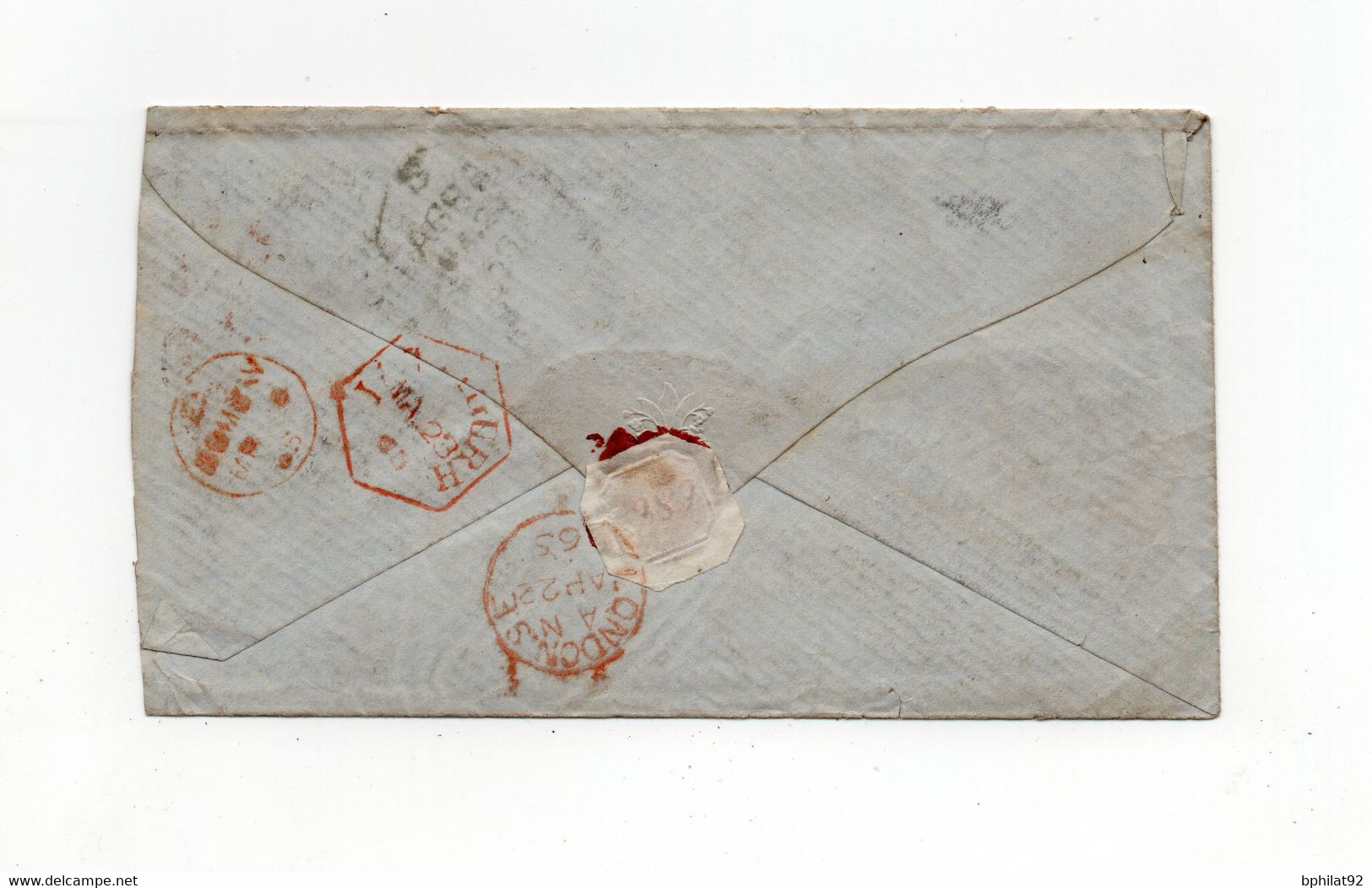 !!! INDE ANGLAISE, LETTRE DE SHAJEHANPORE DE 1865 POUR LONDRES, AFFRANCH TRICOLORE.  ARCHIVE CLARKE - 1858-79 Kolonie Van De Kroon