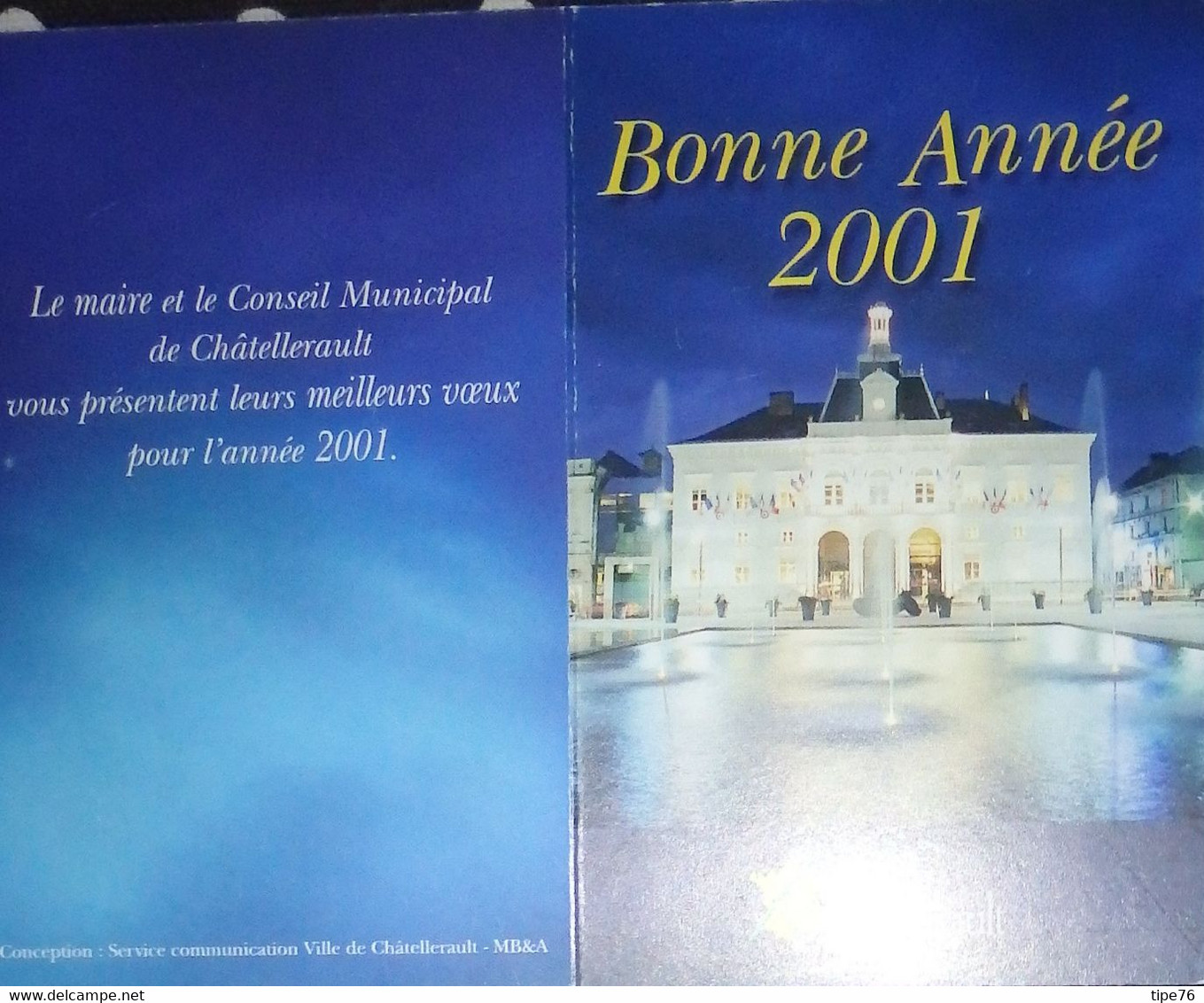 Petit Calendrier De Poche 2001 Ville De Chatellerault Vienne Bonne Année - Tamaño Pequeño : 2001-...