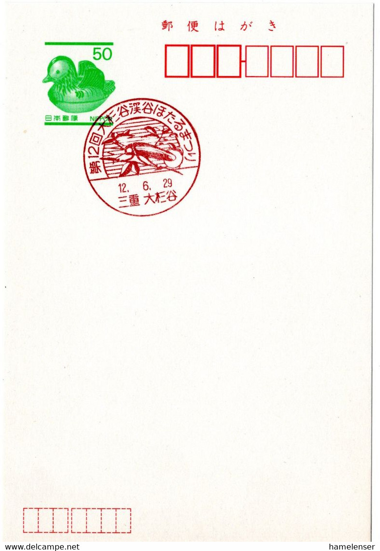 55482 - Japan - 2000 - ¥50 GA-Kte. M. SoStpl. MIE OSUGITANI - 12. LEUCHTKAEFER-FESTIVAL - Sonstige & Ohne Zuordnung