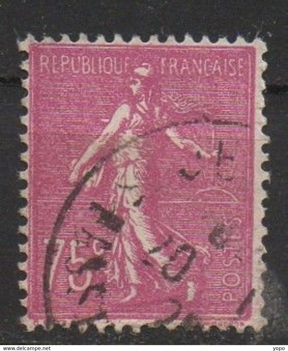 Variété Timbre SEMEUSE Lignée N°202 75 Centimes Rose, Surcharge D’encre Aux Pieds - Used Stamps