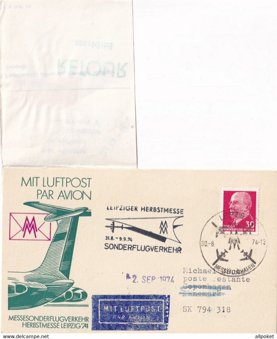 A14414 - MIT LUFTPOST PAR AVION SONDERFLUGVERKEHR 1974 RETOUR LEIPZIG - Montgolfier