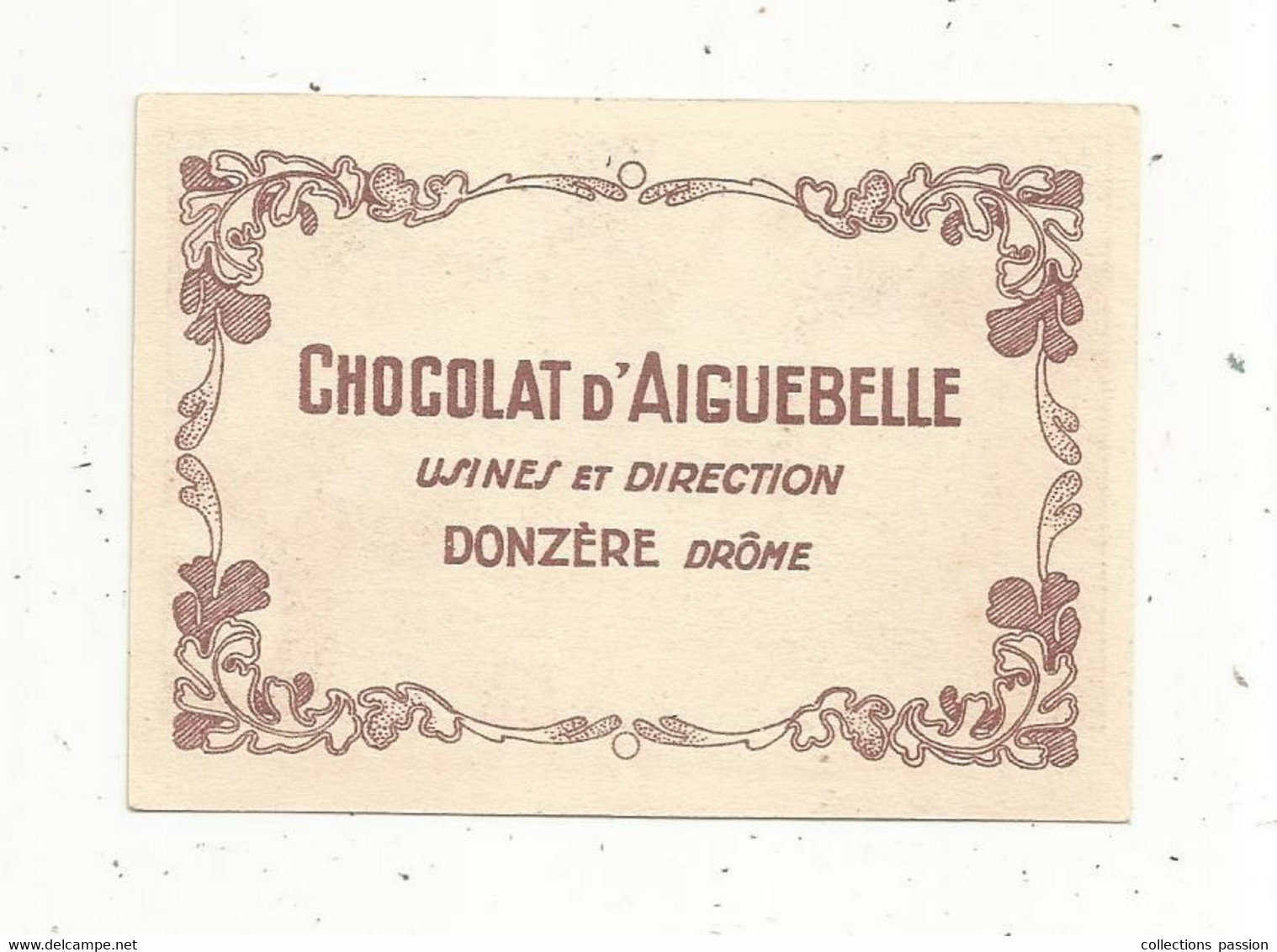 Chromo ,image , CHOCOLAT D'AIGUEBELLE, Donzère ,Drôme, ,la Friture, 2 Scans - Aiguebelle