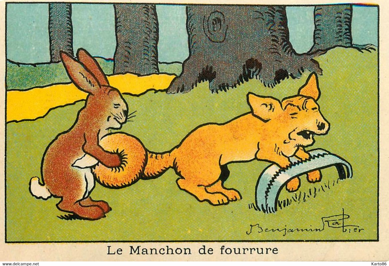 Benjamin RABIER Rabier * Image Illustrateur * Publicité LA BLEDINE Blédine * Le Manchon De Fourrure !* Animaux Humanisés - Rabier, B.