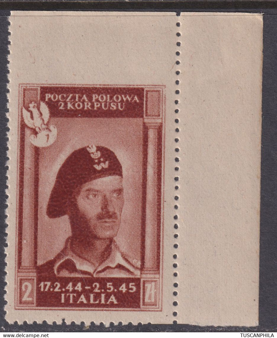 Corpo Polacco Vittorie Polacche 1946 2 Z. Sass. 4b MNH** Cv. 150 - 1946-47 Corpo Polacco Periode