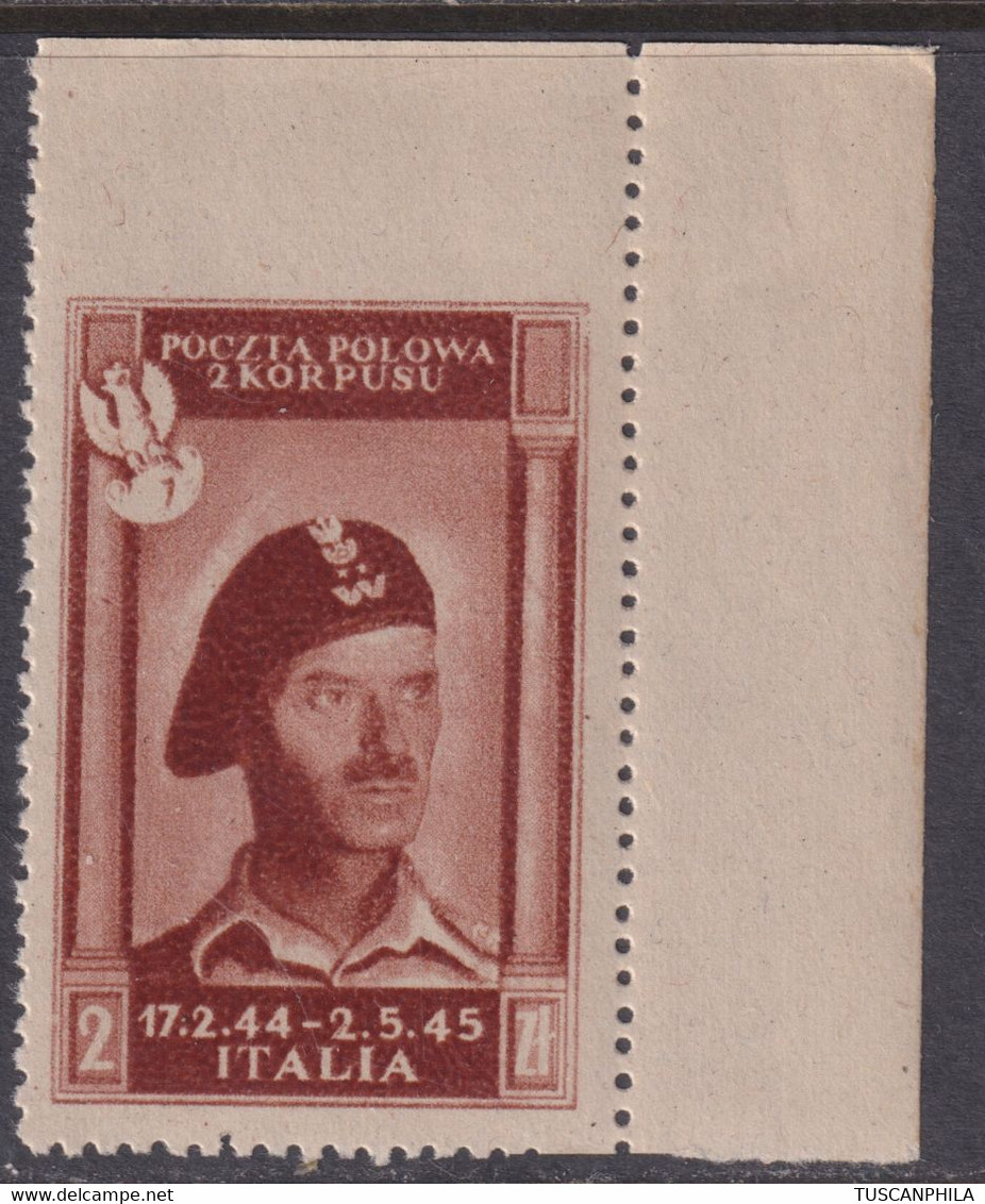 Corpo Polacco Vittorie Polacche 1946 2 Z. Sass. 4b MNH** Cv. 150 - 1946-47 Corpo Polacco Period