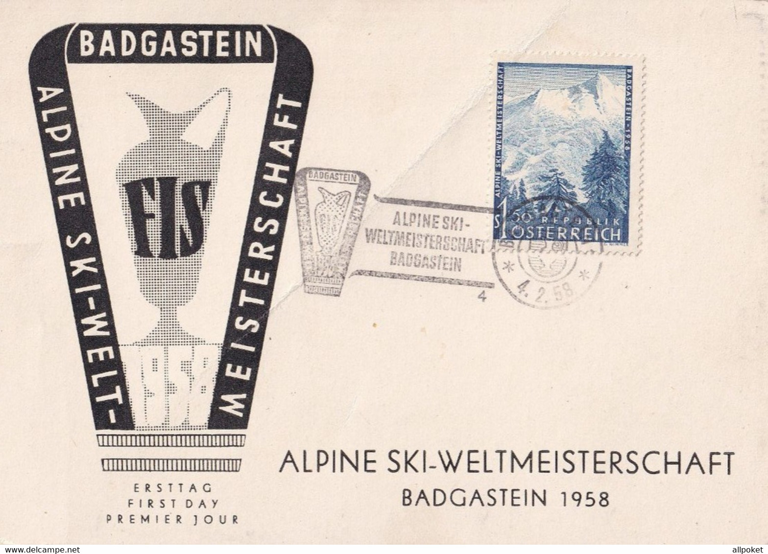 A14421 - Austria / Oesterreich 1958 Alpine Ski-Weltmeisterschaft Badgastein - Ski