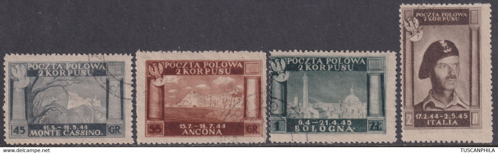 Corpo Polacco Vittorie Polacche Serie Completa 1946 Sass. 5/8 MNH** Cv. 450 - 1946-47 Período Del Corpo Polacco