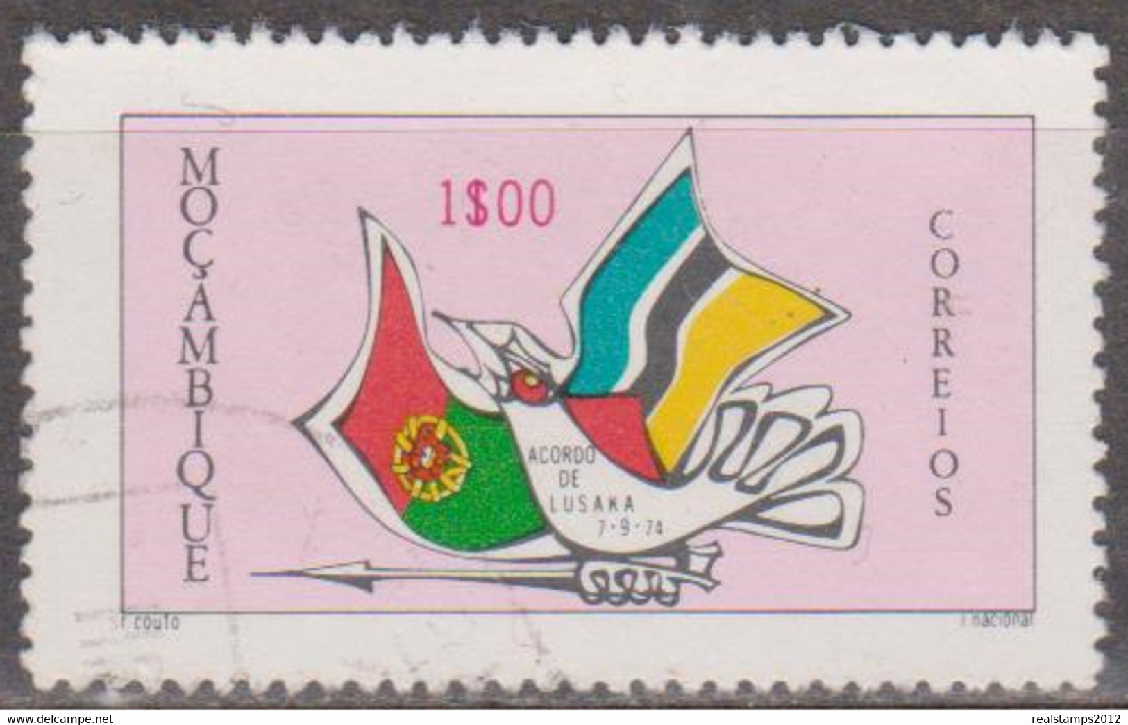 MOÇAMBIQUE - 1975,  Acordo De Lusaka  1$00   (o)  Afinsa  Nº 535 - Mosambik