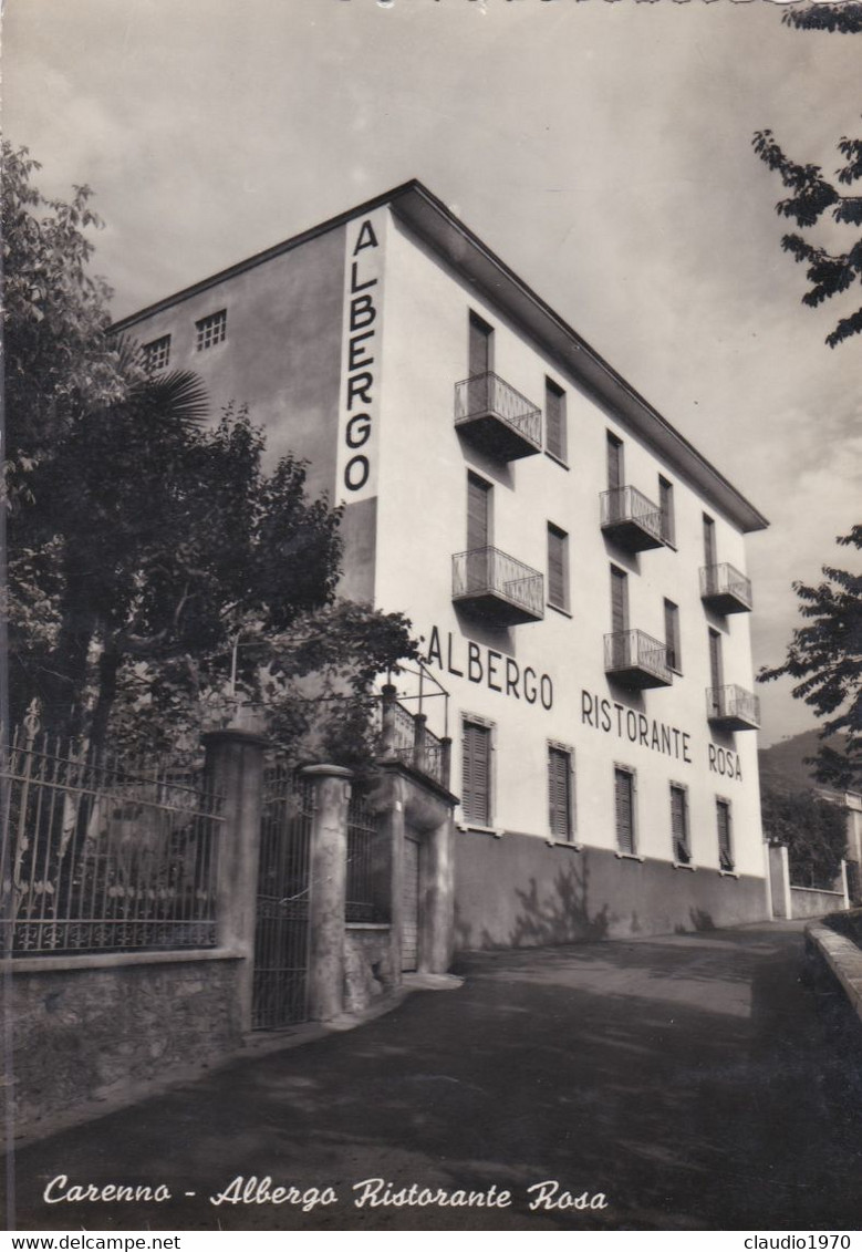 CARENNO (LECCO) - CARTOLINA - ALBERGO RISTORANTE ROSA - VIAGGIATA PER MILANO - FRANCOBOLLO ASPORTATO - Lecco