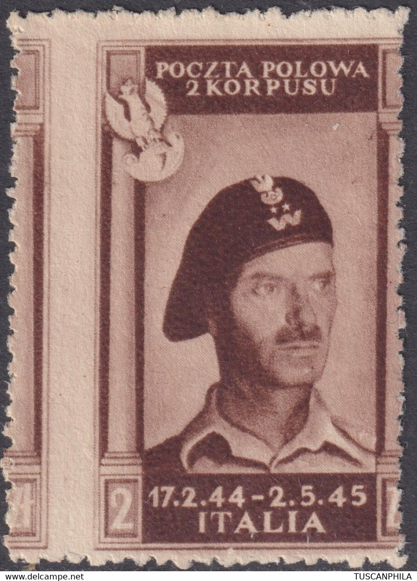 Corpo Polacco Vittorie Polacche 1946 2 Z. Sass. 8ad MNH** Cv. 550 - 1946-47 Corpo Polacco Period