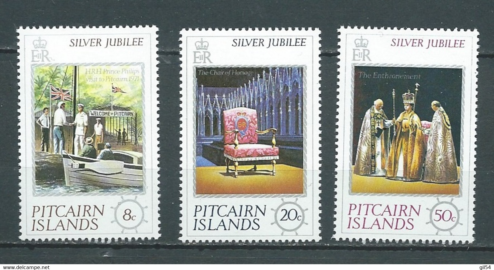 Pitcairn   Silver  Jubilee 1977 -  Série Yvert N° 158 / 160 ** 3 Valeurs Neuves Sans Charnière   - Bip4004 - British Solomon Islands (...-1978)