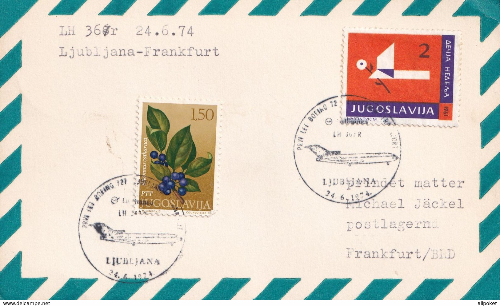 A14447 - LJUBLJANA FRANKFURT 1974 JUGOSLAVIA - Storia Postale