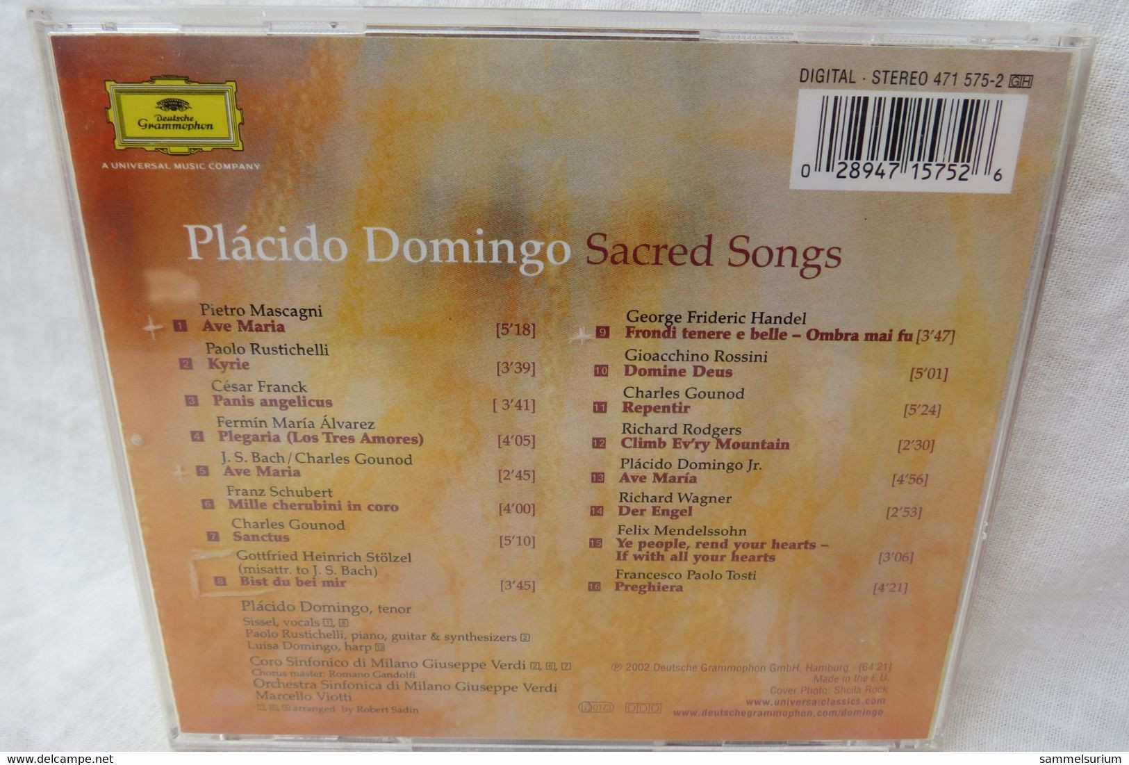 CD "Plácido Domingo" Sacred Songs, Deutsche Grammophon - Opere