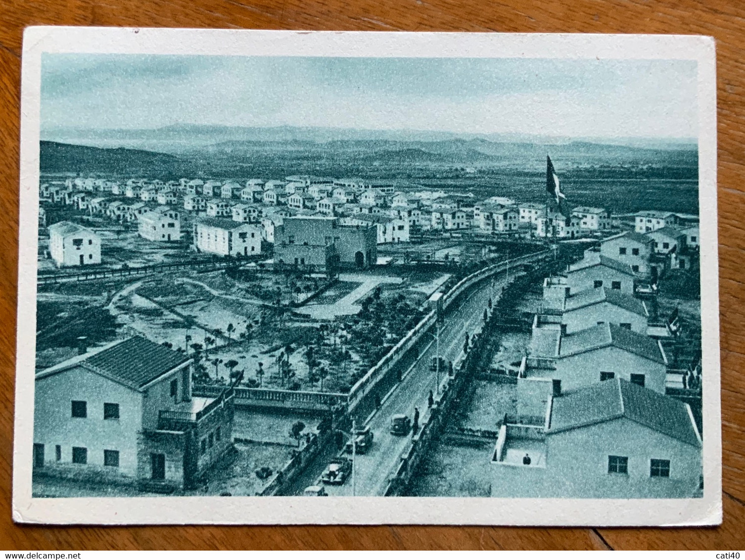 CARBONIA - LA CITTA' DI MUSSOLINI -(con Dedica) - Panorama - XIX GIORNATA FILATELICA NAZIONALE . VERONA . 14/3/43 - Carbonia