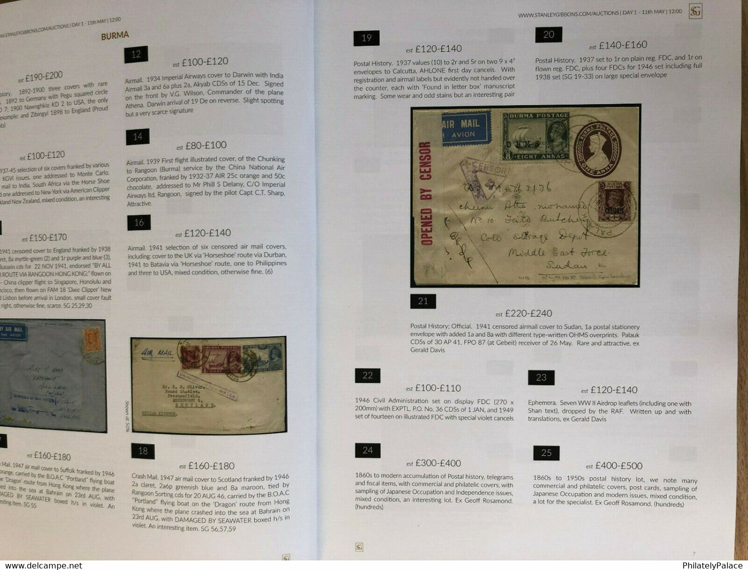 India 2021 Book Auction Catalogue STANLEY GIBBONS - 1 LAST PIECE  (**) Inde Indien - Covers & Documents