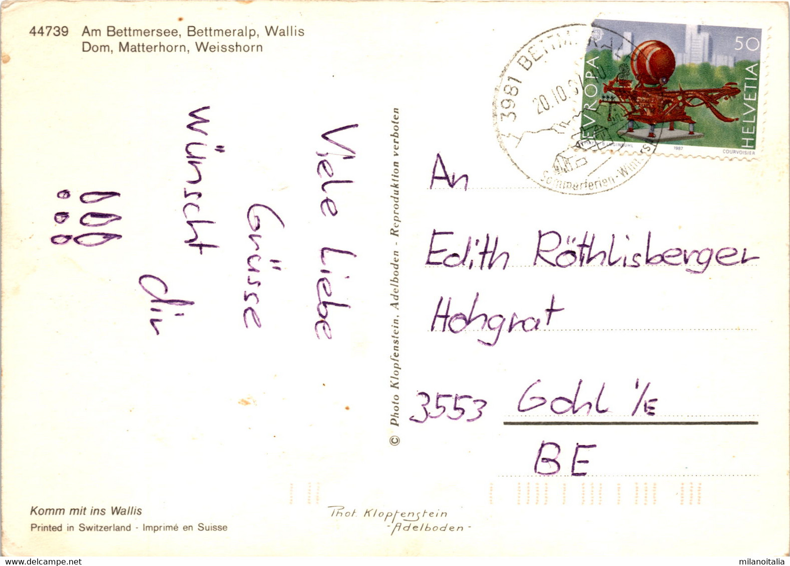 Am Bettmersee, Bettmeralp (44739) * 20. 10. 1987 - Bettmeralp