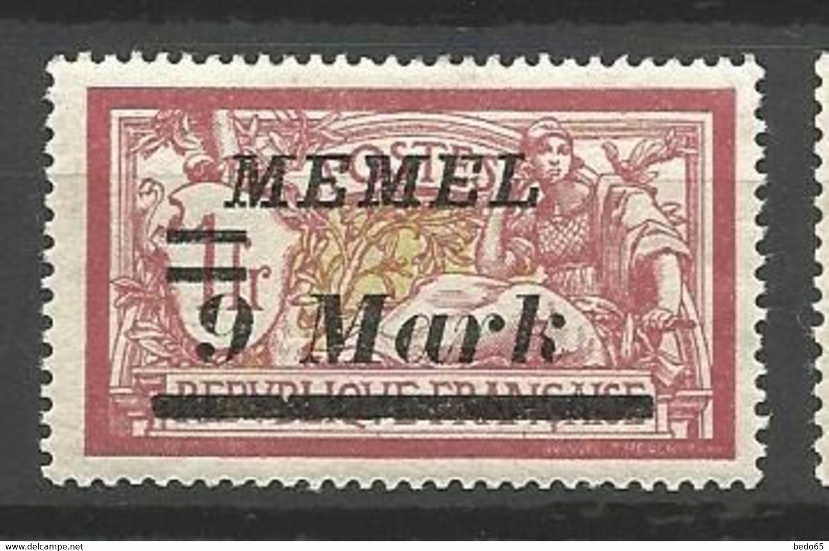 MEMEL N° 74 Variétée Espace Entre 9 Et M 2,4 Mm NEUF* CHARNIERE / MH - Unused Stamps