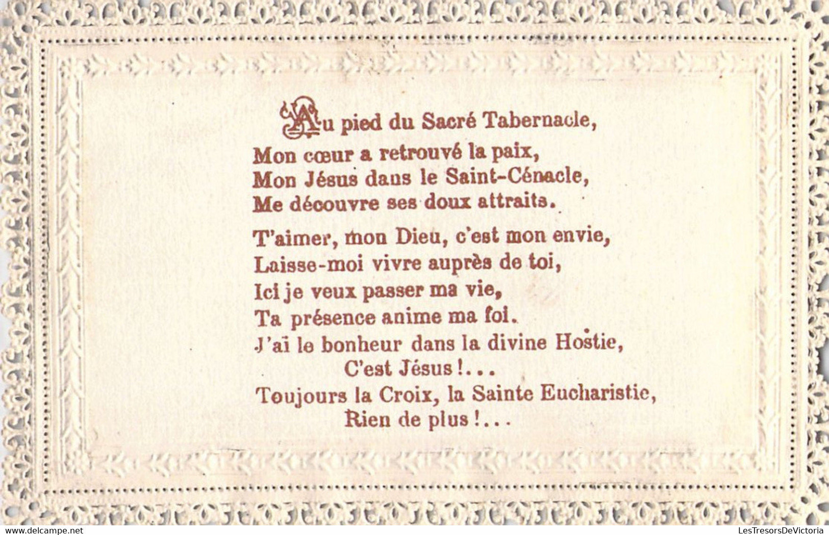 IMAGE PIEUSE RELIGIEUSE CANIVET DENTELLE - Tabernacle - J'ai Trouvé Celui Que Mon Coeur Aime BAISSE DE PRIX -50% - Santini